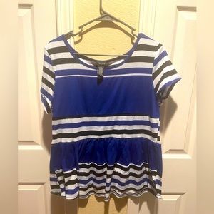 Torrid babydoll top size 0 blue, white, black stripes